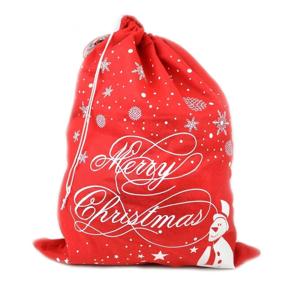 image 1 of 46 x 60cm Large Christmas Santa Sack Snowflake Snowman 1Pc