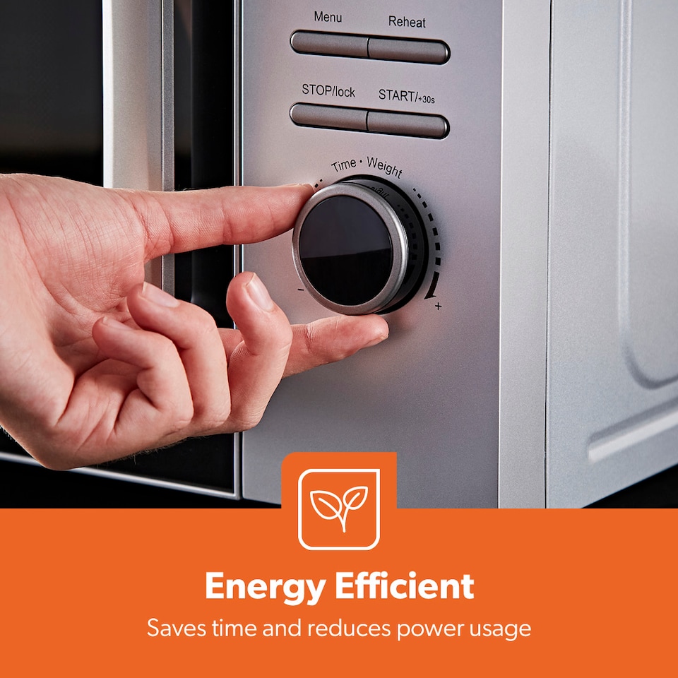 image 1 of GEEPAS 23L Digital Microwave Oven 800W, 5 Power Levels Silver