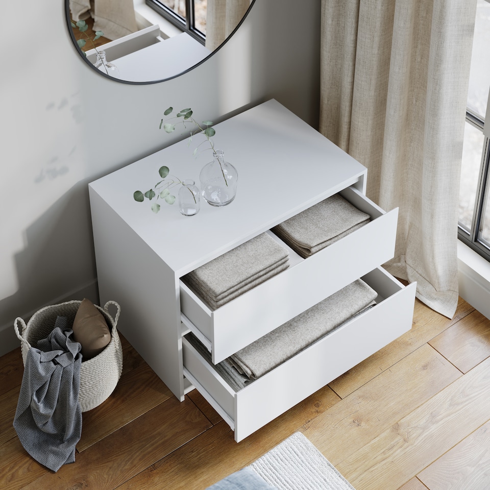 image 1 of URBNLIVING 2 Drawer Chest Storage Unit With Adjustable Feet | Multi | White | 1