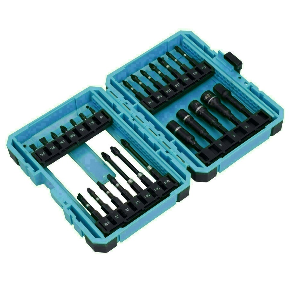 image 1 of Impact Screwdriver And Nut Driver Bits Phillips Pozi Slotted 26pc Shallow + Deep