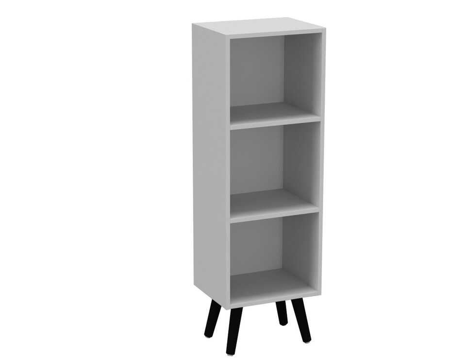 image 1 of 3-Tier Cube Display Cabinet with Scandinavian Legs | White | White & Black | 1