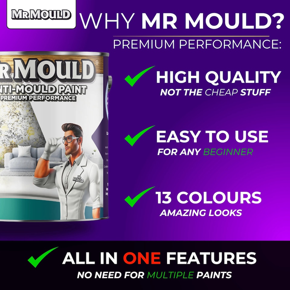 image 1 of MR MOULD - Anti-Mould Paint - Premium Colour & Protection for Interior Walls & Ceilings - Beige - 5L