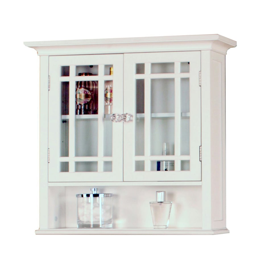 image 1 of Teamson Home Wooden Bathroom Wall Cabinet 2 Doors Neal White