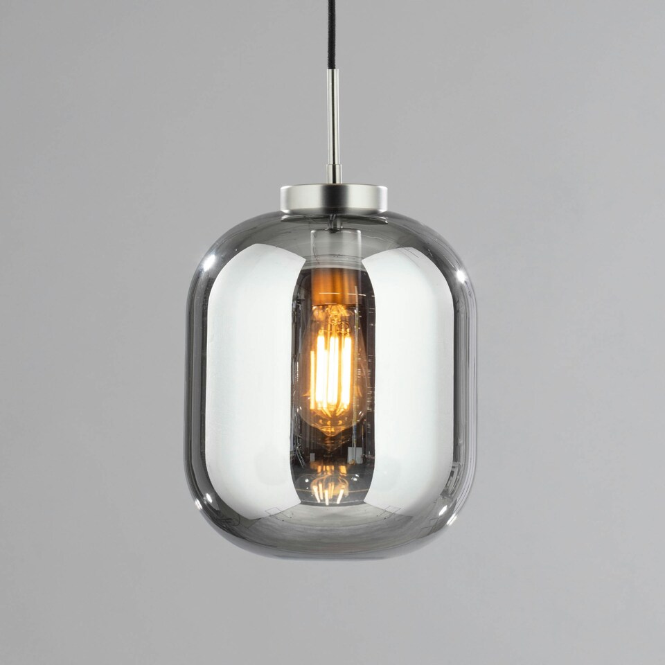 image 1 of BHS Draper Glass Shade Ceiling Pendant, Pewter