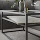 image 2 of Glass Display Top Coffee Table with Steel Frame Reversible Wooden Storage Shelf | Black | White Stone