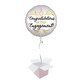 image 1 of White Satin Engagement Round Foil Helium Balloon - Inflated Balloon in a Box White