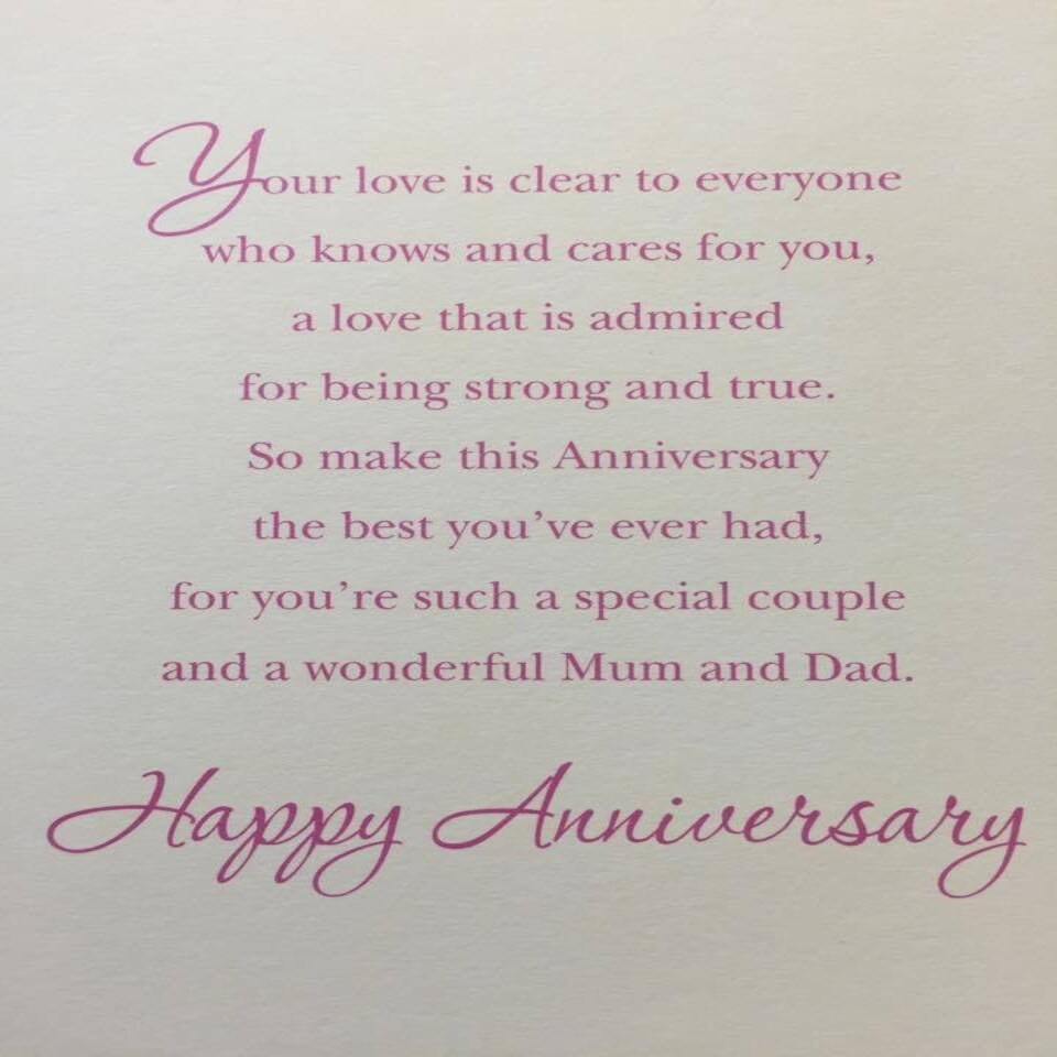 image 1 of Anniversary Wishes Mum & Dad Greetings Card
