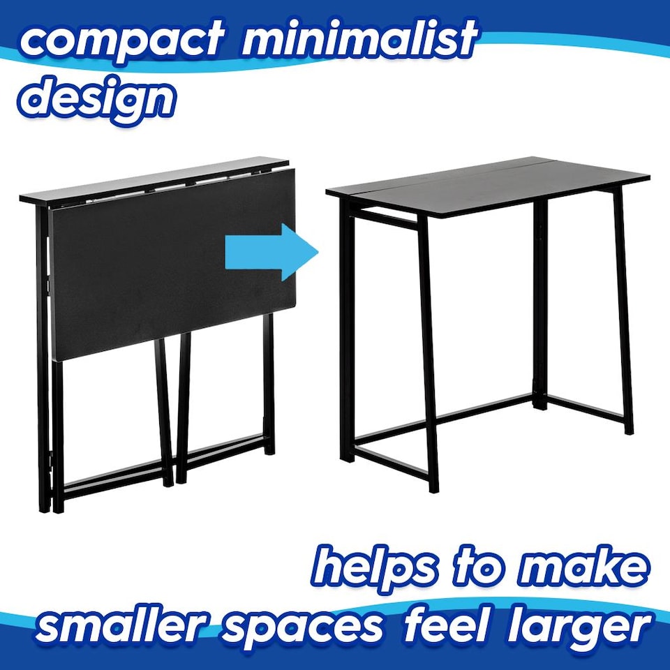 image 1 of Harbour Housewares Deluxe Folding Wooden Desk & Chair Set - Black/Black | Black | Black/White