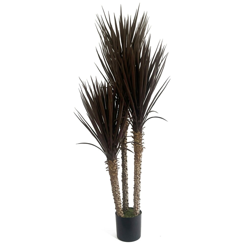 image 1 of Artificial Yukka Tree Plant Spiky UV Resistant Outdoor Tree Triple Dark Red and Brown Botanik Brown | One Size