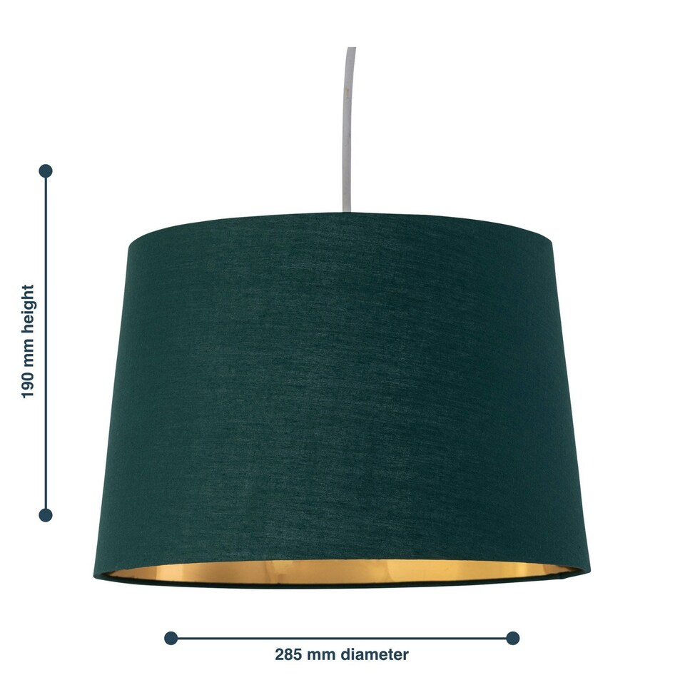 image 1 of Set of 2 Zoey - Dark Green with Gold Inner Easy Fit Pendant or Lamp Shades Green | Gold
