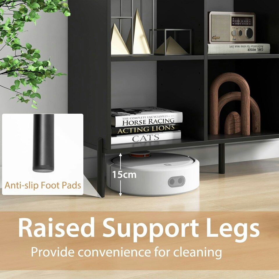 image 1 of COSTWAY Wooden Storage Bookcase 6 Cube Bookshelf Rack Black Black