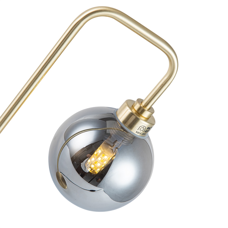 image 1 of Toner - Satin Brass with Smoked Glass Globe Table Lamp | Gold | Grey | Medium | 1