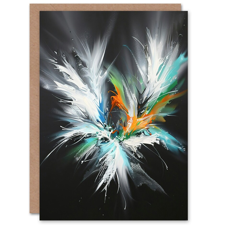 image 1 of Abstract Modern Paint Splat Dark Feats Him Her Birthday Card