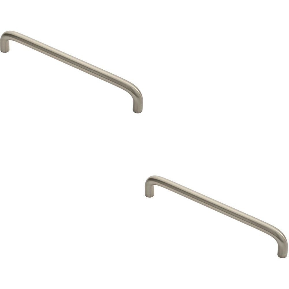 Loops 2x Round D Bar Cabinet Pull Handle 170 x 10mm 160mm Fixing Centres Satin Nickel in Metallics