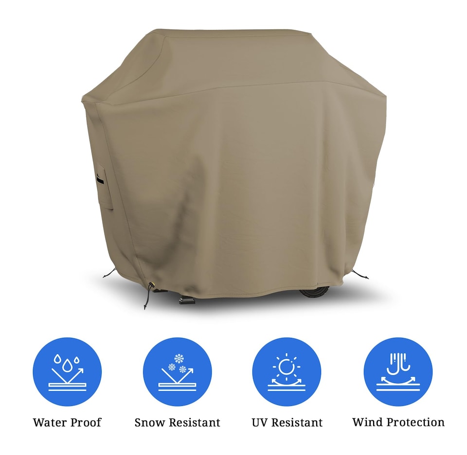 image 1 of Covers&All BBQ Grill Cover, 12 Oz Waterproof UV & Weather Resistant, Outdoor Cover with Air Vents, 50 in x 50 Inch, Beige