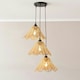 image 3 of ValueLights Vine Rattan Flower Shade 3 Drop Cluster Matte Black Ceiling Pendant Light Black