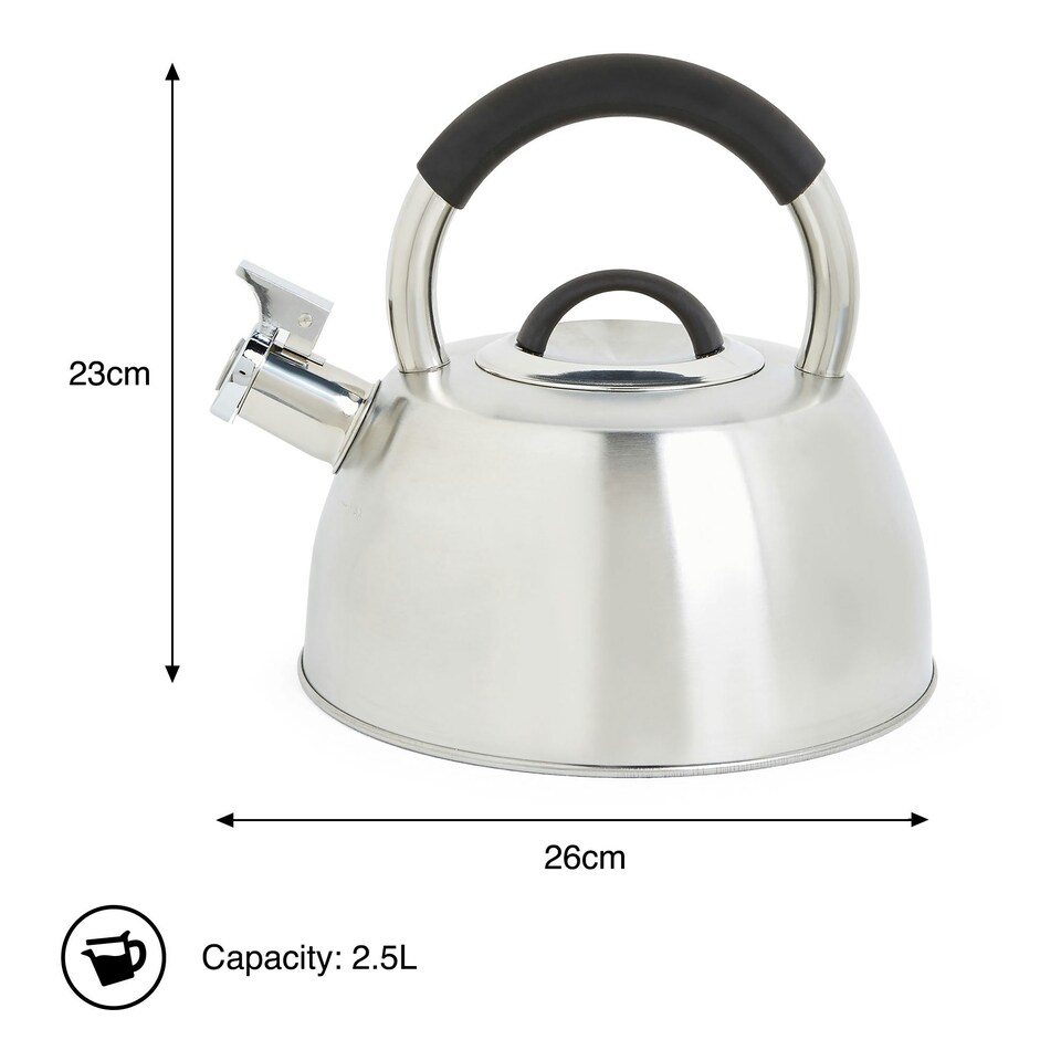 image 1 of VonShef Stove Top Whistling Kettle 2.5L Stainless Steel