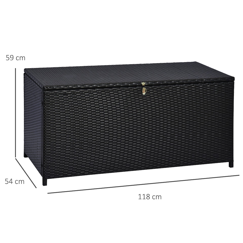 image 1 of Outsunny Large Rattan Storage Box Garden Chest Wicker Outdoor Cabinet Deck Shed