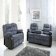 image 3 of Roma Recliner Leather 3 Plus 2 Seater Sofa Set, Armchair Inspired Home Theatre and Living Room Seating  Black Grey | Grey Jumbo cord & Black leather trim