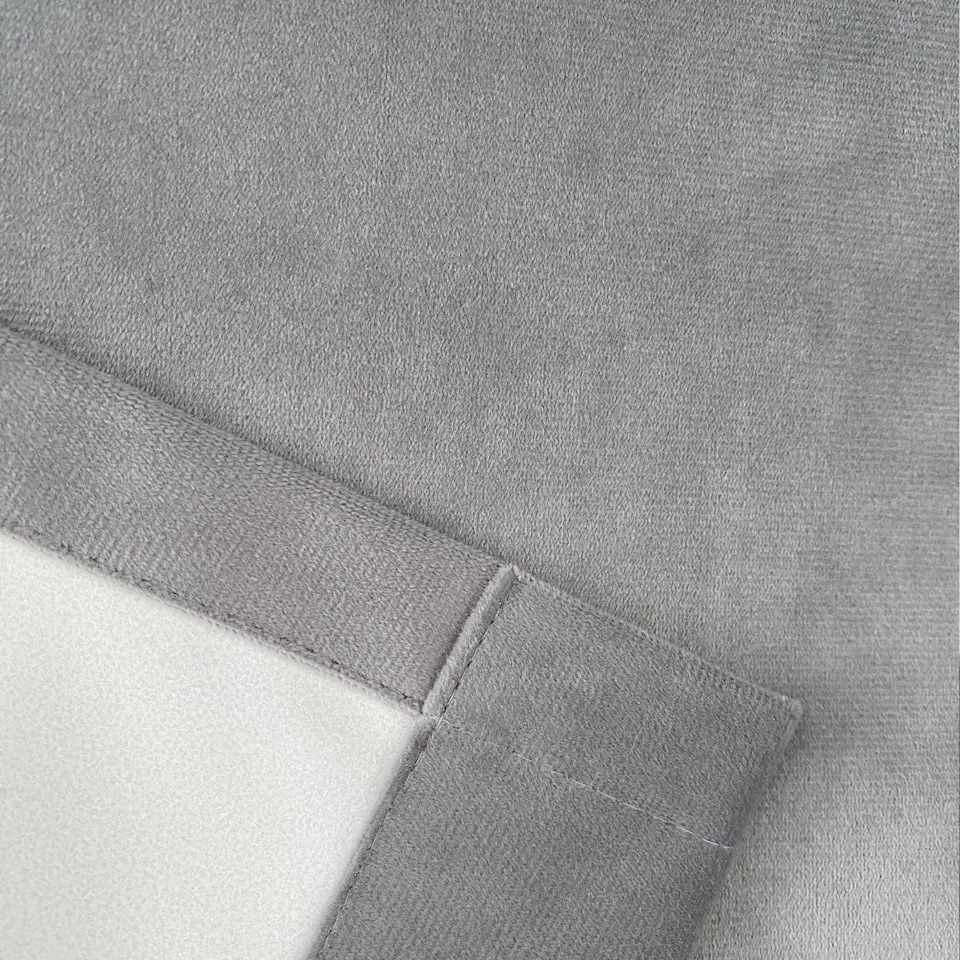 image 1 of Luxury Enhanced Living Grey Velvet, Supersoft, 100% Blackout, Thermal Pair of Curtains with Eyelet Top - 46 x 54 inch (117x137cm)