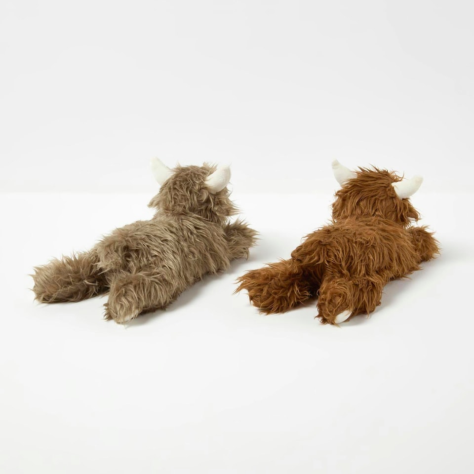 image 1 of Homescapes Luxury Fabric Highland Cow Doorstop Set of 2