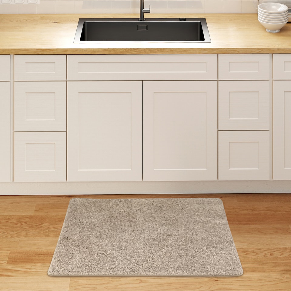 image 1 of Marlow 50x80CM Non-Slip Washable Kitchen Floor Runner Rug Mat | Cream | Beige