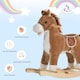 image 4 of HOMCOM Kids Plush Rocking Horse with Sound Moving Mouth Wagging Tail Children Rocker Ride On Toy Gift 3-6 Years Brown