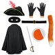 image 1 of Deluxe Cat Bandit Costume - with Sword, Face Paint, Tail, Gloves & Belt Black | One Size