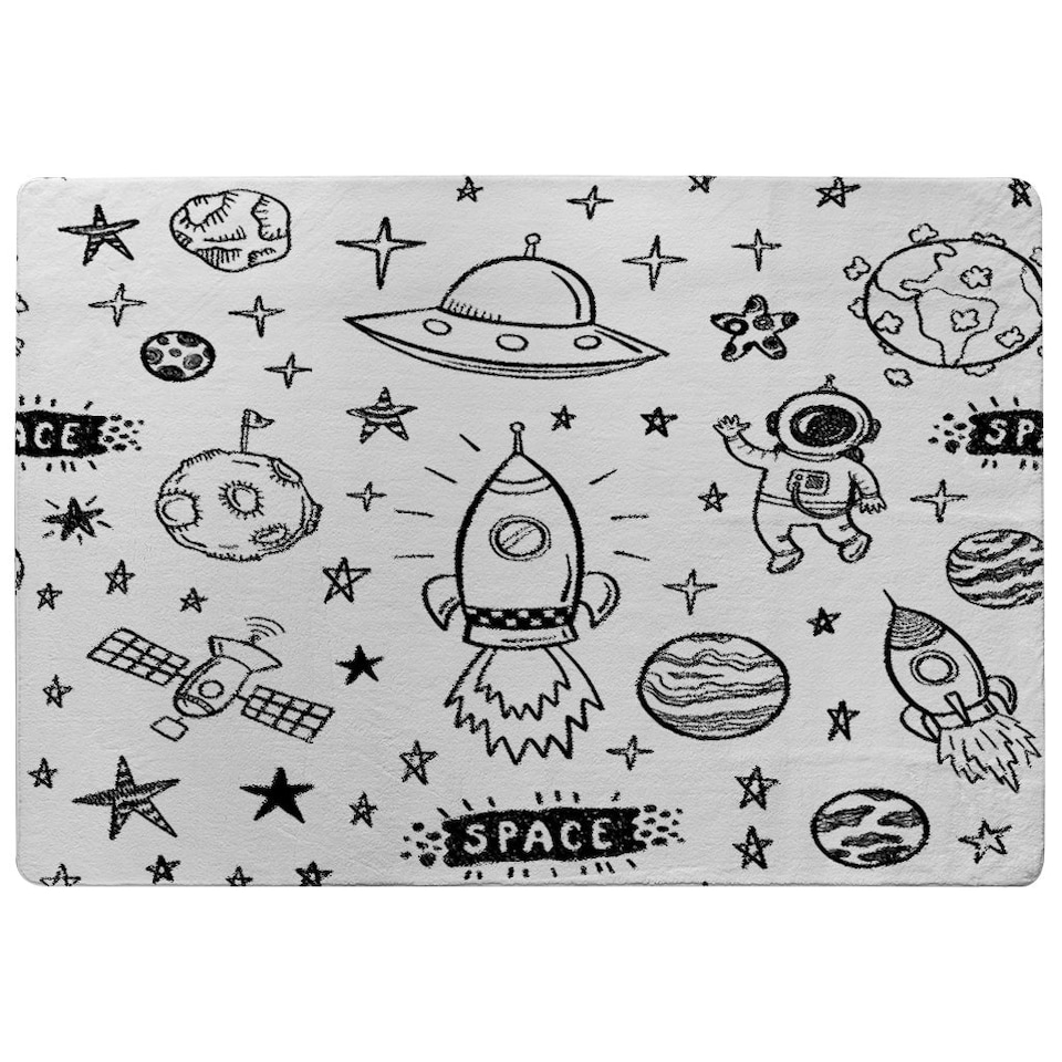 image 1 of Doodle space (Rug) Black | Medium: 80x150cm