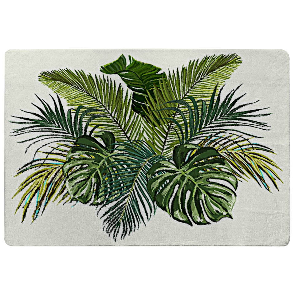 image 1 of Green Tropical Foliage Rug | Multi