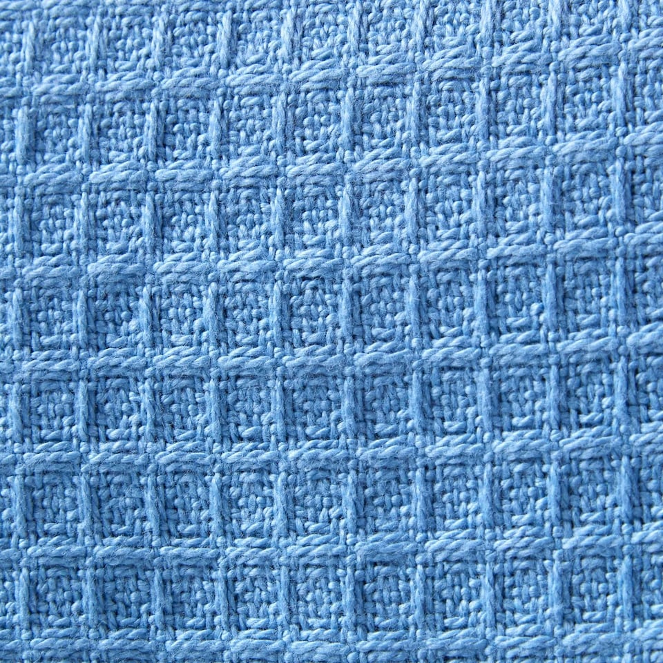 image 1 of Homescapes Organic Cotton Waffle Baby Blanket Blue - 90 x 112 cm Blue