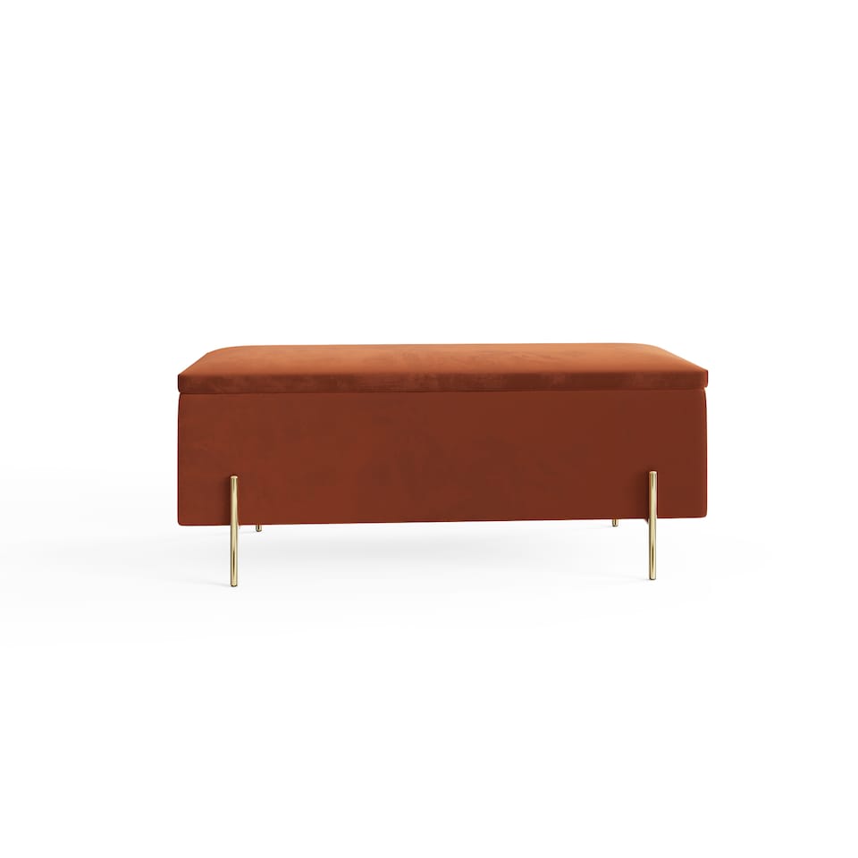 image 1 of Mystica Velvet Storage Ottoman | Orange | Russet