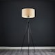 image 2 of ValueLights Camden Black Tripod Floor Lamp Natural Shade & Bulb Cream