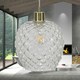 image 4 of First Choice Lighting Set of 2 Baine Clear Textured Glass with Satin Brass Pendant Fittings Bronze | Red