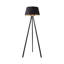 ValueLights Barbro Black Tripod Floor Lamp Black Copper Shade | Black | Black