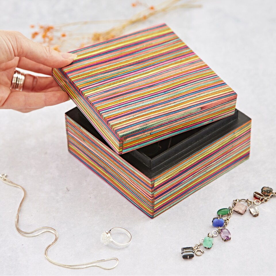 image 1 of Multicoloured Papri Wood Trinket Box