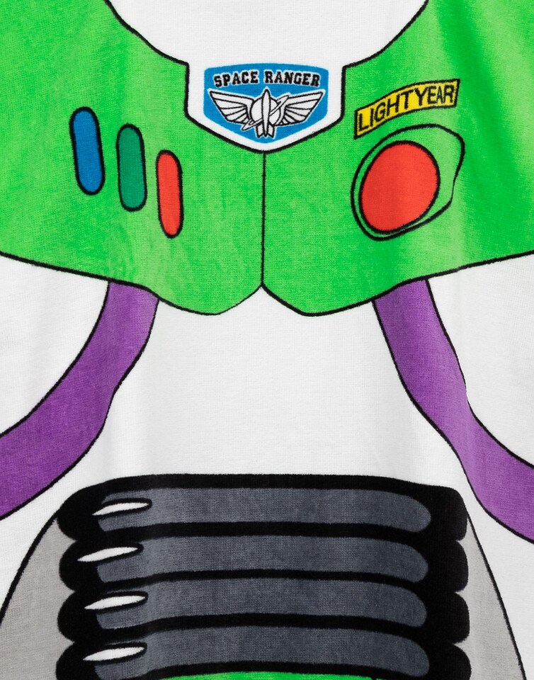 image 1 of Disney Pixar Toy Story Buzz Lightyear Towel Poncho For Kids | Boys Girls Space Ranger Character Bath Swimwear Beach Towel With Purple Hood One Size
