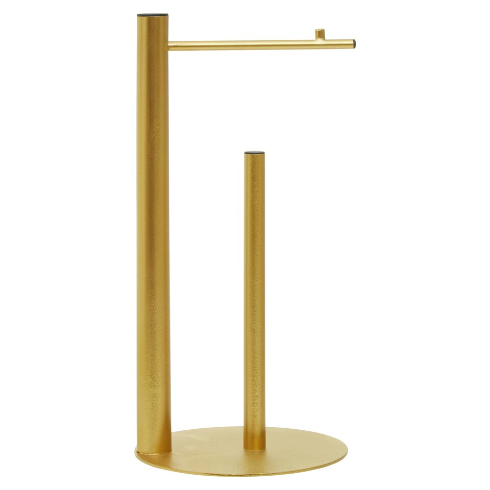 image 1 of Interiors by Premier Free Standing Toilet Roll Holder, Warm Metallic Toilet Tissue Holder, Luxe Chrome Finish Toilet Paper Stand