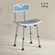 image 5 of HOMCOM Shower Chair for the Elderly and Disabled, 6-Level Height Adjustable Shower Stool with Backrest, Curved Seat, Anti-slip Foot Pads and Shower Head Holder, Light Blue