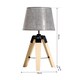 image 5 of HOMCOM Wooden Tripod Table Lamp for Side, Desk or End Table with E27 Bulb Base Grey Shade