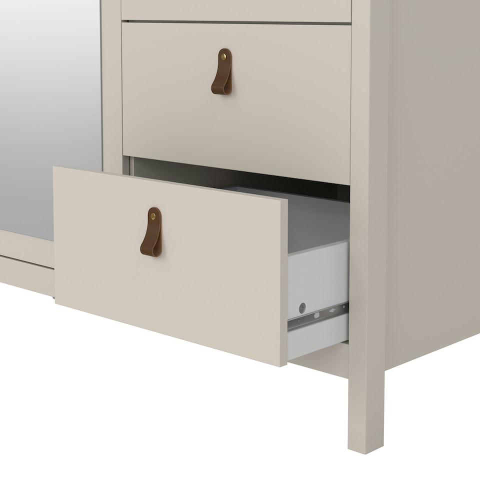 image 1 of Barcelona Wardrobe with 2 Doors + 1 Mirror Door + 2 Drawers in Cashmere Cream