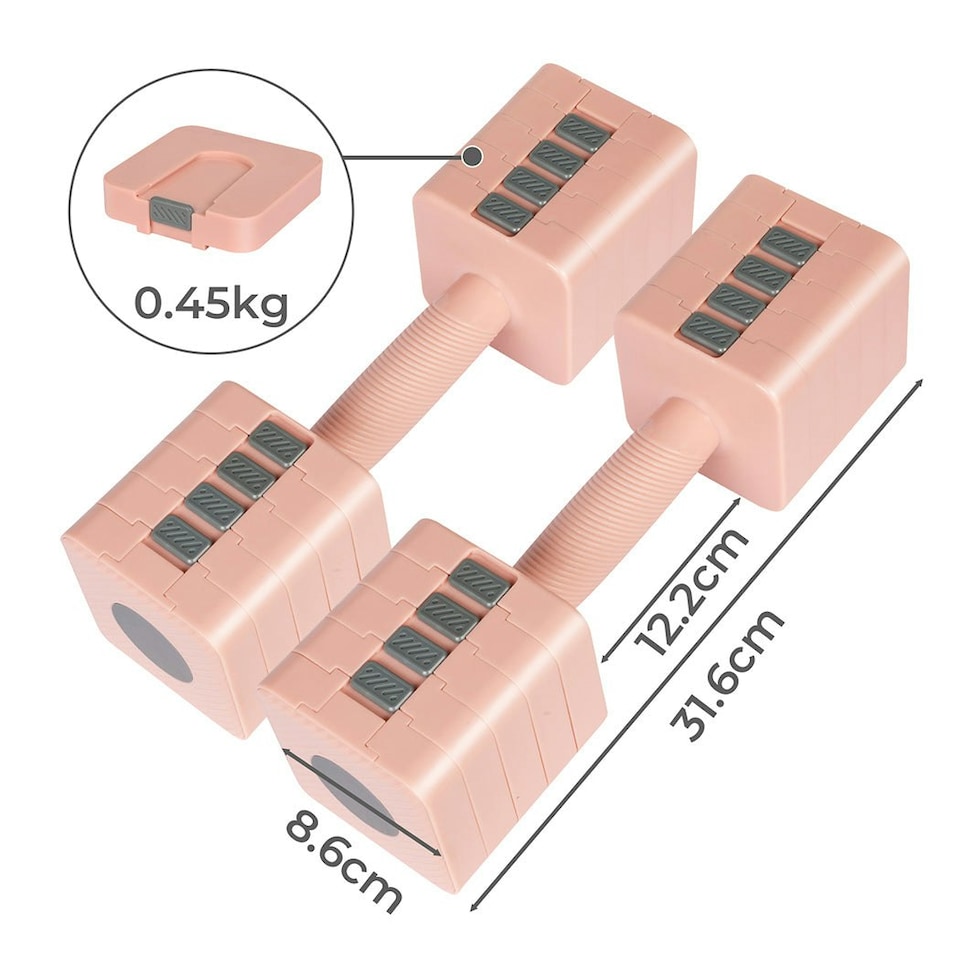 image 1 of Centra A Pair 2.8KG-10KG Adjustable Dumbbells With Metal Weight Block Set Pink