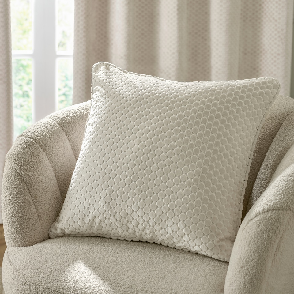 image 1 of Paoletti Neptune Velvet Cushion | White | Ivory | 50 x 50cm | 1