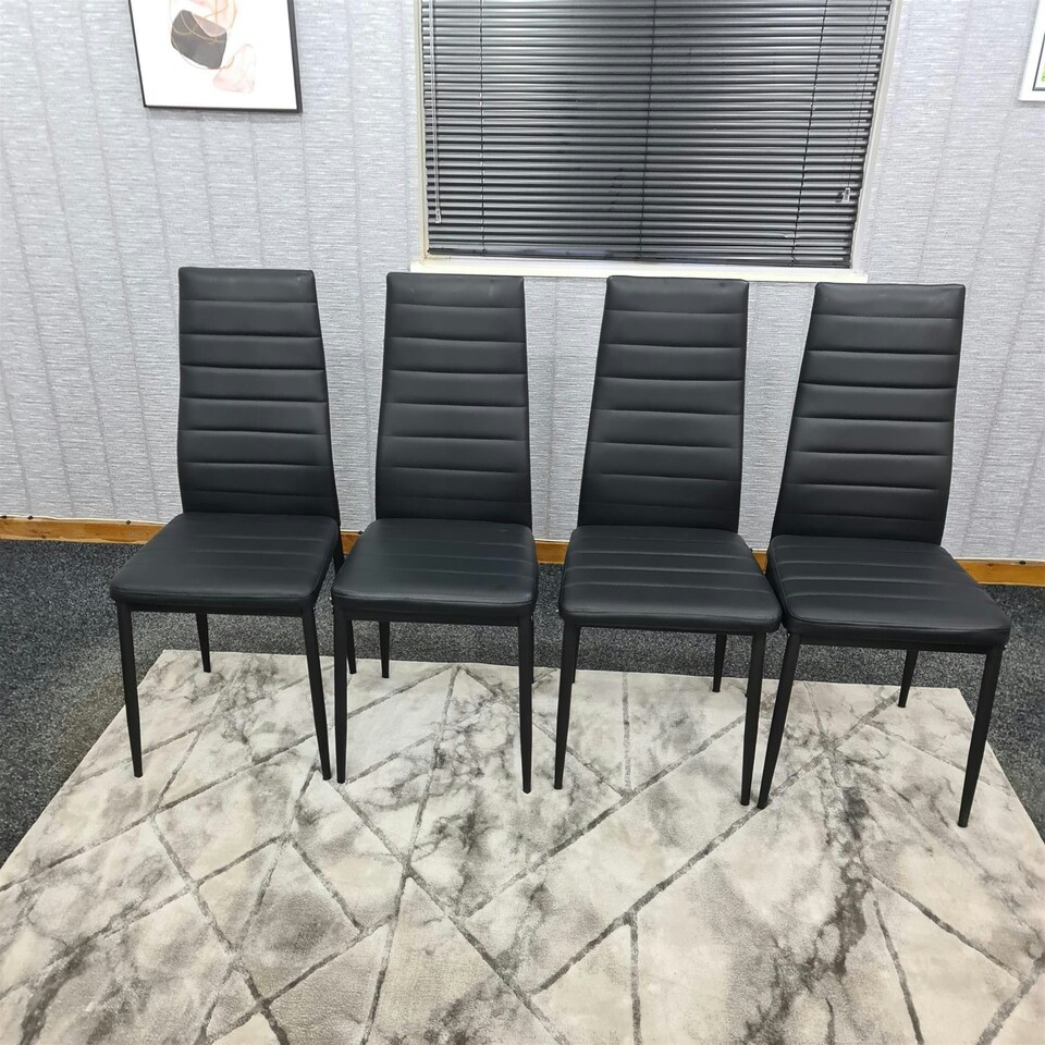 image 1 of Dining Chairs Set of 4 Black Leather Kitchen Chairs Black