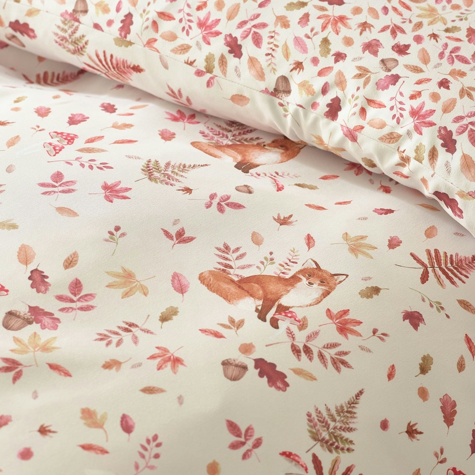image 1 of Catherine Lansfield Woodland Fox So Soft Reversible Duvet Cover Set Natural | Cream | Natural | Double