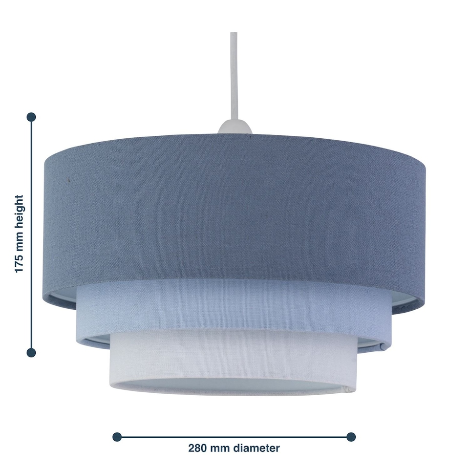 image 1 of Gabi - Blue Ombre Linen 3 Tier Ceiling Light Shade | Blue | Medium | 1