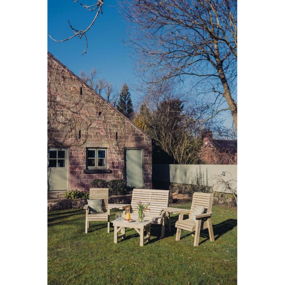 image 1 of Multi Set, Wooden Garden Table and Chairs - L100 x W370 x H105 cm - Fully Assembled