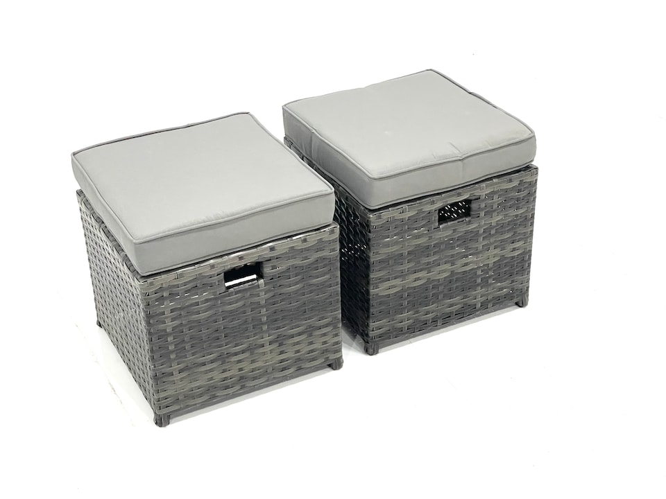 image 1 of Fimous Outdoor Garden Furniture Set 11 Seater Rattan Sofa Set with Coffee Table 2 Small Footstools Dark Grey Mixed