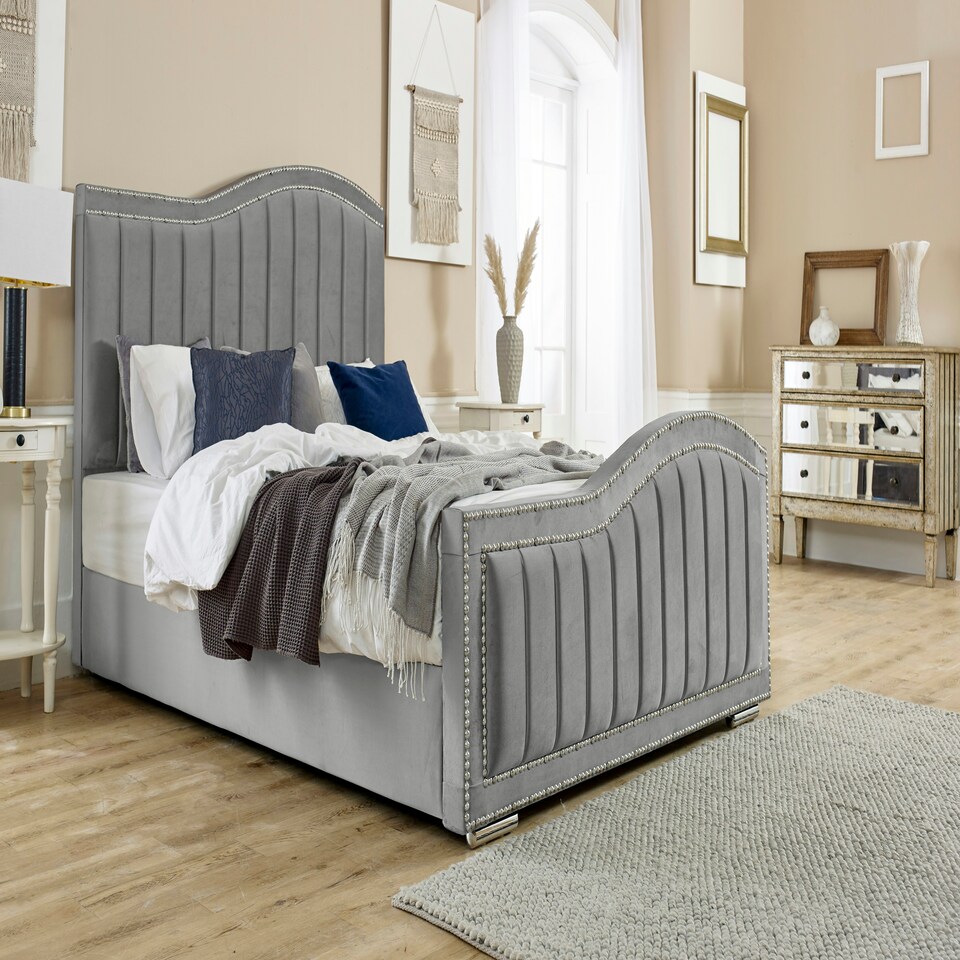 Kendrick Plush Small Double Bed Frame - Silver