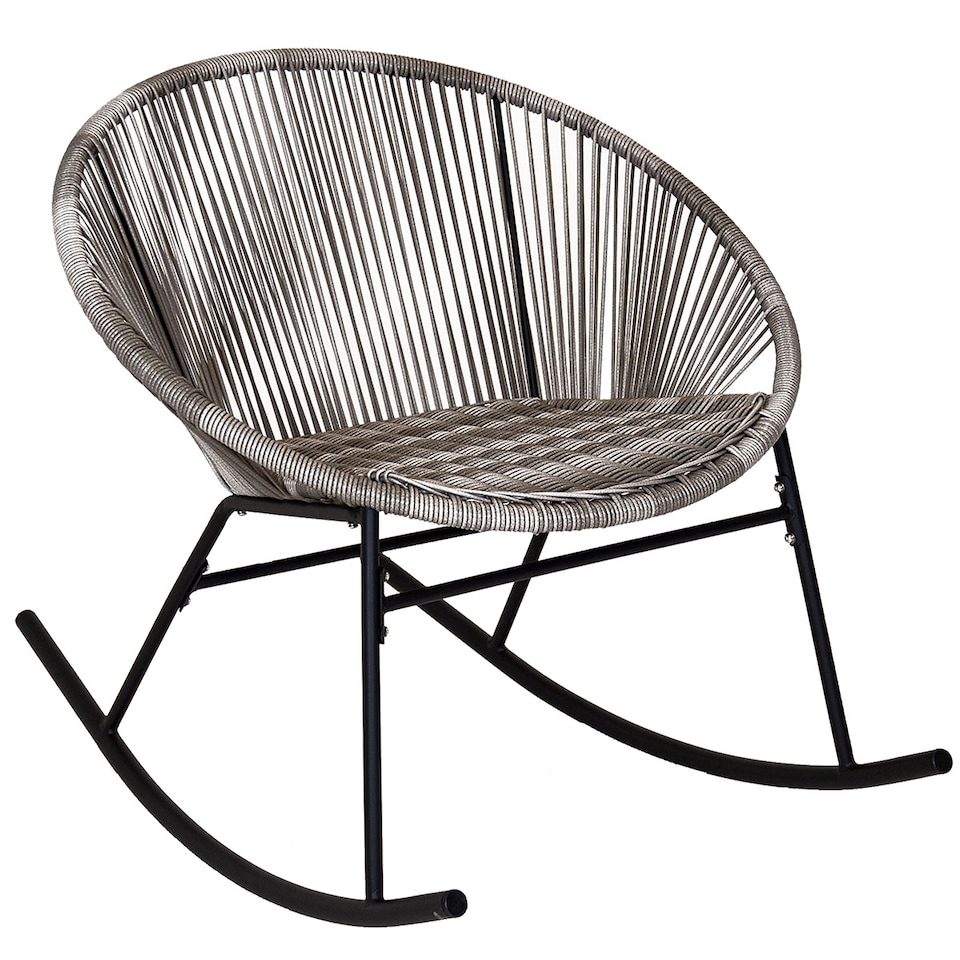 image 1 of Charles Bentley Zanzibar Rocking Chair Grey Rattan String Seat